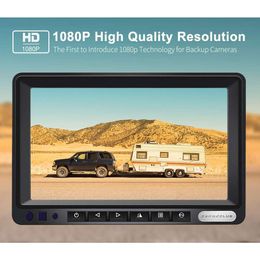 1080p Kit de sistema de cámara de copia de seguridad inalámbrica de 1080p FHD Kit de Sistema de respaldo para camioneta RV Visión nocturna de 7 pulgadas HD LCD Monitor IP69 Vista trasera impermeable sin interferencia