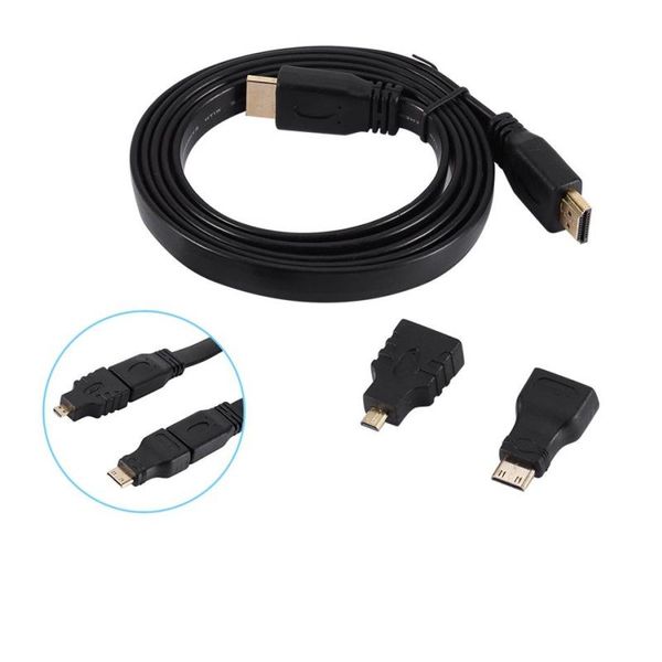 Freeshipping 1080P H-D-MI Cable H-D-MI a MiniMicro Adaptador Kit Set para HDTV Android Tablet PC TV Laptop Universal Negro Fcqnf