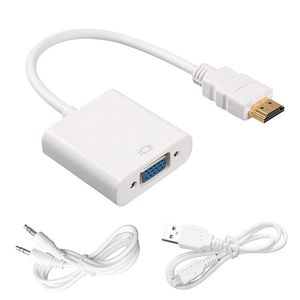 1080P HD Male naar VGA Vrouwelijke Kabel Converter Digitaal naar Analoog Video Audio Voeding HDTV Adapter Voor computer Tablet DHL FEDEX