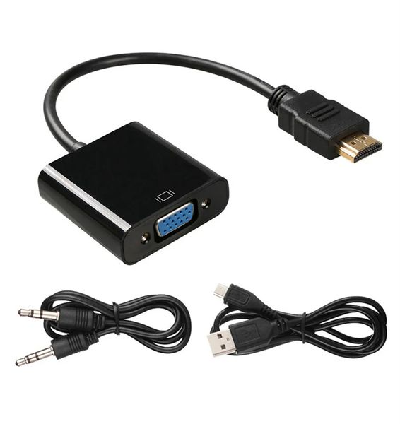 1080P HD mâle vers VGA femelle convertisseur de câble numérique vers analogique vidéo Audio alimentation adaptateur HDTV pour ordinateur tablette