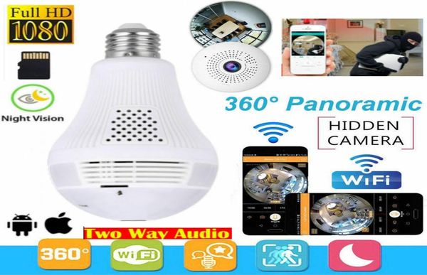 1080p HD Wifi IP Camera 360 ° VR Panorámico CCTV Video Vigilancia Bulbo Ligera Webcam Smart Indoor y Outdoor Home Security Fisheye2080867