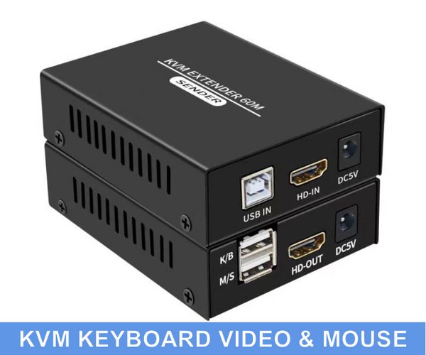 Extension HDMI KVM 1080P sur câble Ethernet Cat5/6 jusqu'à 60M, extension HDMI USB RJ45 LAN, prise en charge de l'extension du clavier et de la souris, transmission