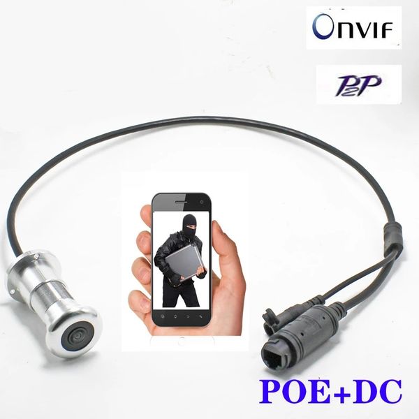 1080p IP Cameras HD Hole Eye Hor..265 1.56mm Lens Lens Agrange 178degree CCTV Network Mini Peephole Poe Caméra de porte P2P Onvif