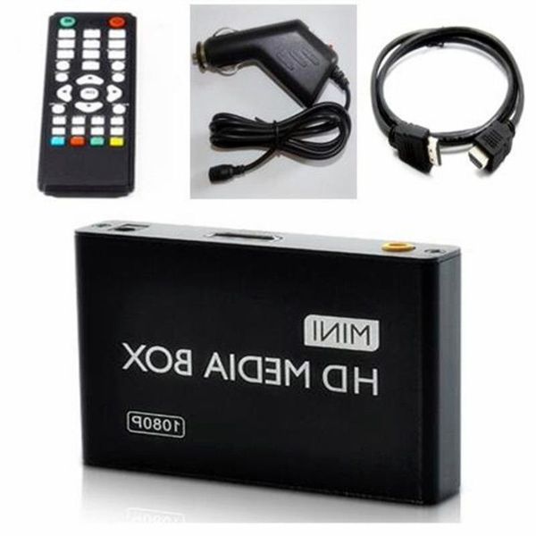 Freeshipping 1080P MINI Media Player pour voiture HDD MultiMedia Video Player Media box avec adaptateur de voiture H-D-MI AV USB SD / MMC HDDK7 C A Qopce