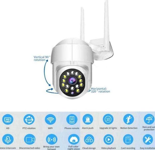 1080p PTZ WiFi IP Camera Outdoor 4x Digital Zoom AI Détection humain Caméra sans fil H.264 P2P O 360 2MP Sécurité CCTV CAMERIE1696779