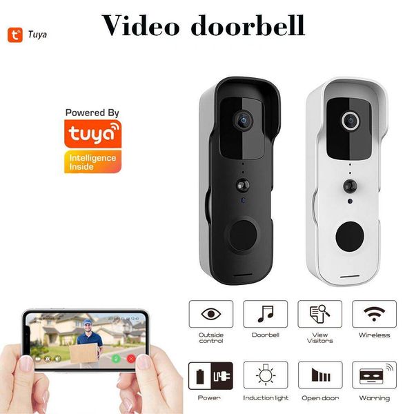 Timbre de puerta con vídeo WIFI de 1080P, timbre de puerta inteligente para casa, cámara de seguridad inalámbrica, aplicación SmartLife, detección de movimiento PIR