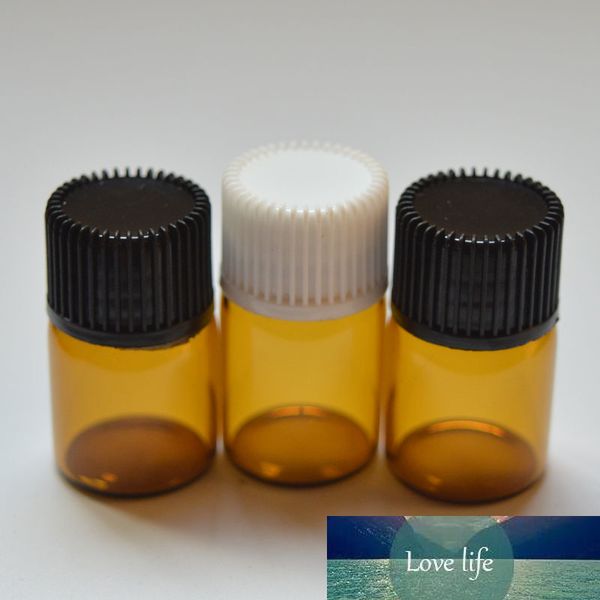 Petits flacons en verre de 1ml, 1080 pièces, avec réducteur d'orifice et bouchon, petite bouteille d'huile essentielle de 1/4 Dram, Mini bouteille d'huile ambre
