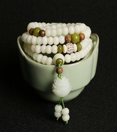 10888 mm10 mm origineel ontwerp natuurlijke witte bodhi wortels strengen lotus armband voor vrouwen meditatie balancing sieraden cadeau5080498