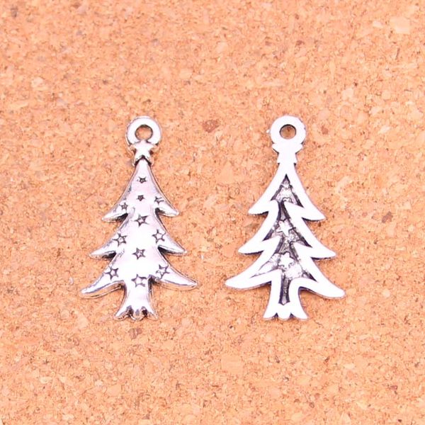 109 Uds. Colgantes de árbol de Navidad chapados en plata antigua para pulsera europea fabricación de joyas DIY hecho a mano 28*14mm