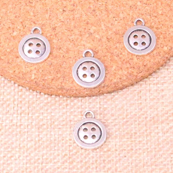 109 Uds dijes botón de doble cara 13mm ajuste para hacer colgantes antiguos, plata tibetana Vintage, joyería hecha a mano DIY