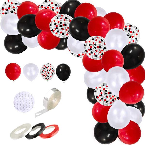 109pcs / lot ballons d'anniversaire de cirque arc guirlande kit noir rouge blanc ballons confettis ballons décoration de fête d'anniversaire Y0929