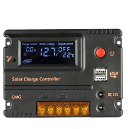 Freeshipping 10A 12 V 24 V LCD Solar Charge Controller Solar Panel Batterij Regulator Auto Switch Overload Protection Temperatuurcompensatie