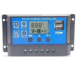 10A 20A 30A Solar Charger Controller Zonnepaneel Batterij Intelligente regelaar met LCD Dual USB -poortweergave 12V 24V296Y