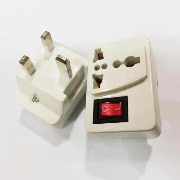 Adaptateur de voyage 10A 250V, prise adaptateur secteur US/Euro/EU/Au femelle vers UK 3 broches mâle avec interrupteur d'alimentation, couleur blanche/5 pièces