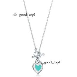 10A 925 Collar colgante de collar de plata esterlina Joyas femeninas Exquisitas Classic y CO Azul Heart Luxury Quality Designer Bracelet Tiffanyjewelry 74