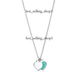 10A 925 Collar colgante de collar de plata esterlina Joyas femeninas Exquisitas Classic Co Heart Blue Heart Luxury Quality Designer Pulsera Tiffanyjewelry 740