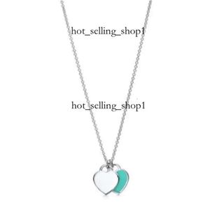 10A 925 Sterling Silver ketting Hanger Kettingen Vrouwelijke sieraden Prachtige officiële klassieke Co Blue Heart Luxury -kwaliteit Designer Bracelet Tiffanyjewelry 740