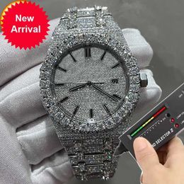 10A AP MENS 2023 Versie VVS Moissanite Horloges Automatische zilveren diamanten Pass Test Top Kwaliteit ETA -beweging 904L roestvrij staal Iced Out Sapphire Watch Waterdicht