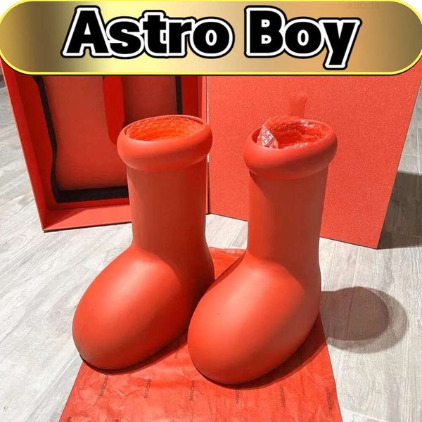 10A Astro Boy MSCHF Bottes grosse tête rouge Botte de pluie Fond épais Antidérapant Haute Bottines Plate-forme en caoutchouc Designer Bootie mode LUXE hommes femmes chaussures EUR 36-47