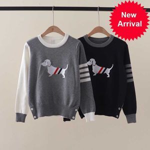 10a herfst/winter nieuwe TB Academy Style Color Blocked Dog Embroidery Back Digital Round Round Round Round Round Round Long Sleved Knitwear