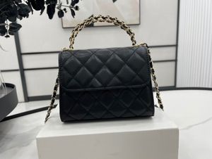 10A mejor calidad 15 cm autenticación de chip trapezoidal piel de oveja bolso de hombro de cuero mujeres bolsos negros damas bolso de mano compuesto embrague monedero femenino