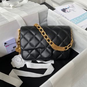 10A mejor calidad 21 cm nueva cadena piel de oveja cuero chip autenticación bandolera mujer bolsos negros señoras bolso de mano compuesto embrague monedero femenino