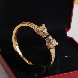 10A Pulsera Cabeza de leopardo Brazaletes para mujer Pulseras de diseño de diamantes Joyería para mujer Alta joyería clásica con caja