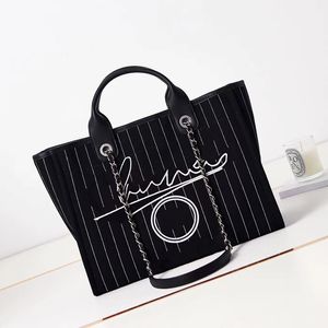 10A Marque Designer Fourre-Tout Casual Mode Sac Rayé Grande capacité Toile Un Sac À Bandoulière Portable Sac De Plage