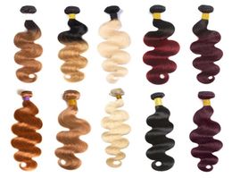 10A Braziliaanse menselijk haarbundels met sluiting Ombre kleur haarextensies 3 bundels met T1B 99J Body Wave steil haar6661458