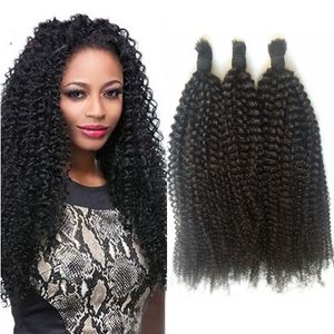 Brésiliens bouclés crépus en vrac 3 Bundles pas de cheveux en vrac de trame pour tressage couleur naturelle FDSHINE