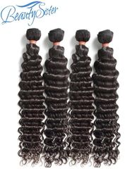 10a pelo virginal brasileño onda profunda 4 piezas 400 g / lote paquetes de cabello humano remy sin procesar tejen perruques de cheveux humains natura5815440