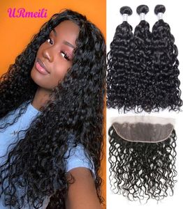 10a Brésilien Vierge Hair Water Wave Packs with frontal Human Hair 34 Packs with Close Remy Lace Frontal Fermeal With 30In9067976