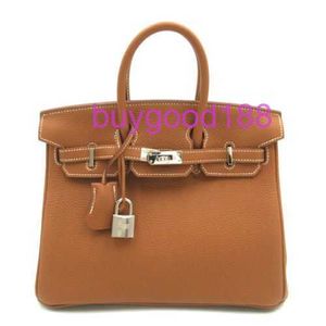 10A Bridkkin délicat de luxe délicat pour femmes de création sociale sacs d'épaule sac à main 25 sac à main togo en cuir brun or utilisé
