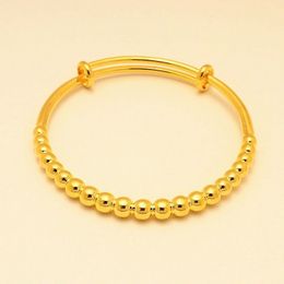 10A gesneden kralen Bangle 18k baksteenvormige decoratie geel goud gevuld klassieke stijl Womens Bangle verstelbare armband cadeau