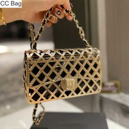 10A CC Bag Trend Bolsos con solapa de lujo Top Gold Metal Hollow Tejido con cremallera Bolso de cuero Classic Check Chain Messenger Bag Senior Designer Ladies