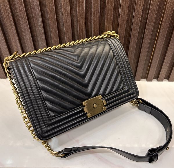 10A Super Original Calidad Boy Womem Cadena Bolsas de hombro Caviar Cuero de piel de cordero Bolso de diseñador de lujo Moda Crossbody Flap Bolso Lady Monedero