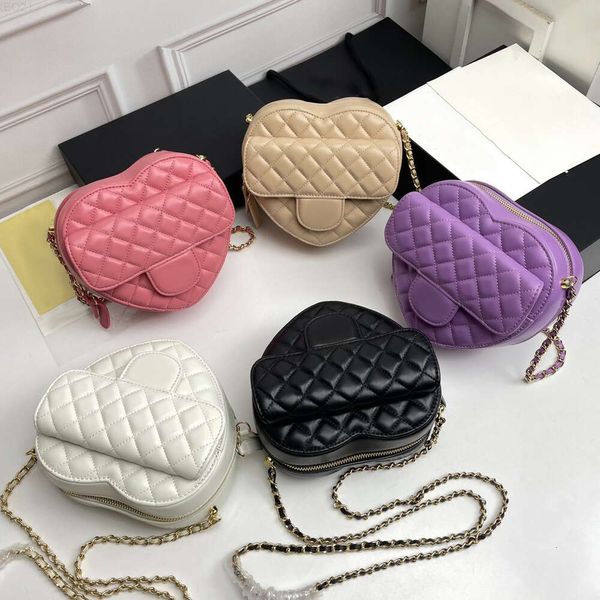 10A bolso cruzado bolso del corazón bolso crossbody de la cadena bolso del diseñador bolso de cuero bolso marcas mini bolso del amor del corazón con la cadena de la honda del oro 18CM bolsos baratos lujo B