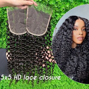 12A Vrai HD Swiss Lace Fermeure Curly Wave 2x6 4x4 5x5 6x6 Skinke-like ultra-mince invisible fermeture de dente