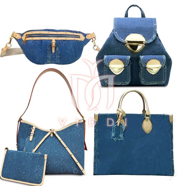 10A Serie Denim Bolsos de diseñador Bolso de mano Bolso de hombro Bolsos de lujo Bolso cruzado de gran capacidad Flor vieja Bolso de hombro vintage de lujo Mochila vaquera