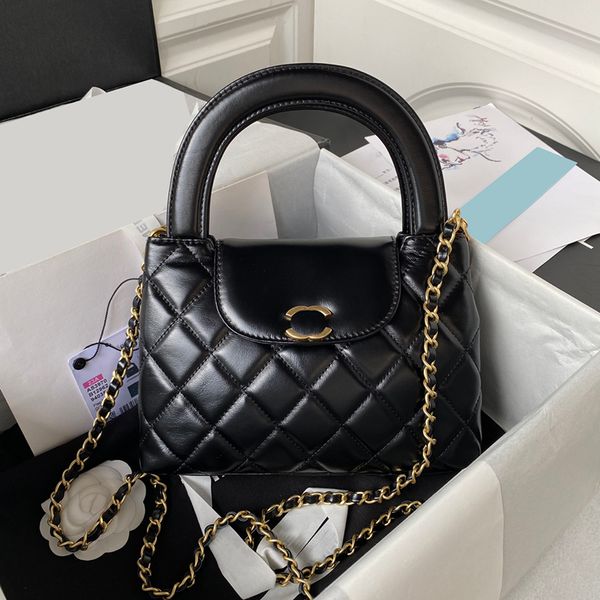 10A Bolso de diseñador Bolso de hombro nuevo a la moda Bolso bandolera con cadena Bolso de cuero Bolso de mujer con cuadros de diamantes Bolso cuadrado con logotipo de metal Bolsos de canal negros Caja original enviada