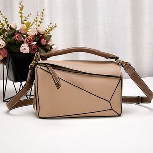 sac de créateur en cuir véritable loewess sac à main épaule seau sac pour femme puzzle pochette sac à main sac à bandoulière carré géométrique patch contrasté