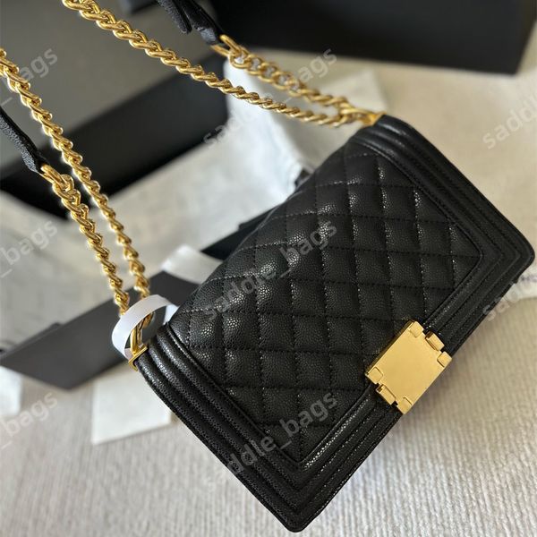 10A Bolsas de diseñador Bolsa de cadena de caviar Flap Flap Monederos de hombro Diseñador Mujer Lujos Bolsos Cadena Doble Carta Color Sólido Hebilla Cuadrada Raya Crossbody Bolsa