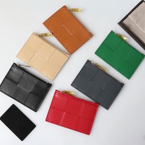 10A Titular de la tarjeta de diseñador Mujeres Hombres Carteras Tejiendo Square Green Cremallera Tarjeteros Monederos con ranura para tarjeta Bolsos de cuero genuino de alta calidad Titular de la tarjeta