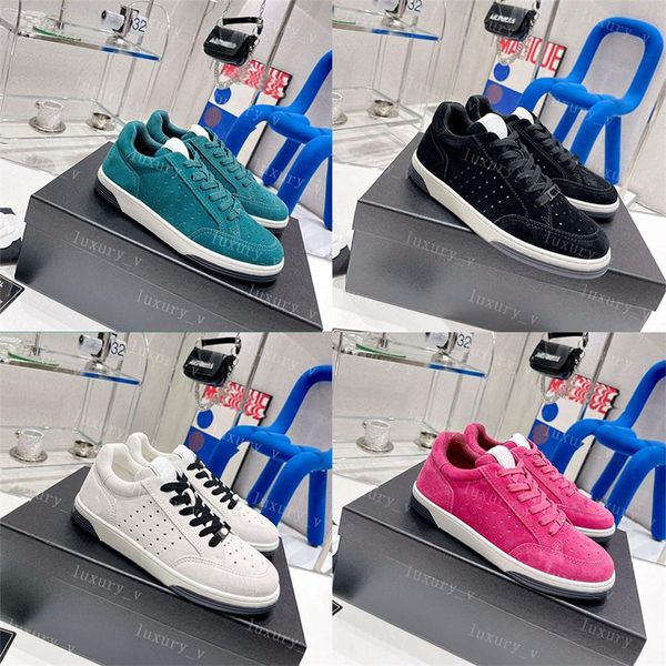 10A Zapatos casuales de diseñador Zapatillas de deporte para mujer Zapato de cuero de becerro de gamuza Zapatos de piel de venado Panda Moda Transpirable Color sólido con cordones Zapatillas de deporte al aire libre