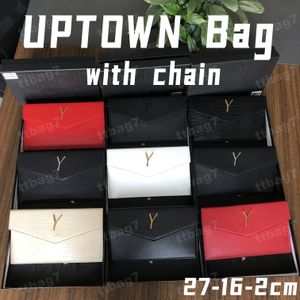 Uptown tas met 120 cm afneembare ketting 10a Clutch Bag Designer klep envelop koppeling Caviar portemonnees gladde creditcardtas krokodil lederen luxe handtas met doos