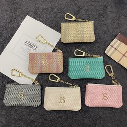 10A Designer Knit Key Sac Sac Carte portefeuille Portefeuille Clip court Femme Men designer Purs à bandoulière en cuir Mini Mini Embrayage Sac Keychain Ring Credit Coin Purse