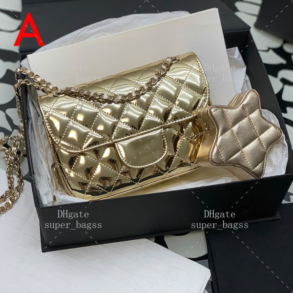 10A Diseñador Mini bolso con solapa Star Coin Purs Bolso bandolera de charol Bolso con cadena para mujer 19 CM Bolso de hombro delicado con caja YC557