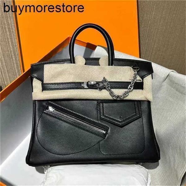 10A Diseñador Rock Cargos Bag Bolso de hombro de cuero para mujer Bolso de mano de alta calidad hecho a mano Bolso genuino Logotipo hecho a mano Platinum Swift Leather BlackS4