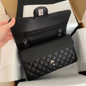 10A designer schoudertas klassieke geruite flap CF kaviaar handtas zilveren ketting leer dubbele letter effen kleur gesp vierkante streep dame 20 messenger bag