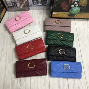 10A Cartera de diseñador Carteras Marmont de lujo Mujeres Hombres Letras dobles Embrague largo Titulares de tarjetas de crédito Monederos Monederos Titular de tarjetas de cuero genuino de alta calidad